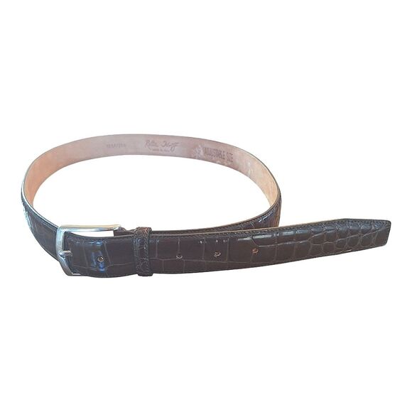 Retta Wolff Belt Hand Crafted in Italy Ligator Croc Leather Dark Brown Large 36 - Picture 2 of 16